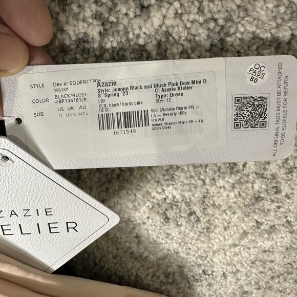 Azazie Atelier Dress Womens 12 Black Blush Pink Joanna Bow Mini Velvet Cocktail - Picture 5 of 10
